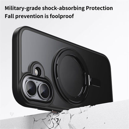 For iPhone 17 Case Compatible with MagSafe TPU + Acrylic + Metal Kickstand Matte Phone Cover