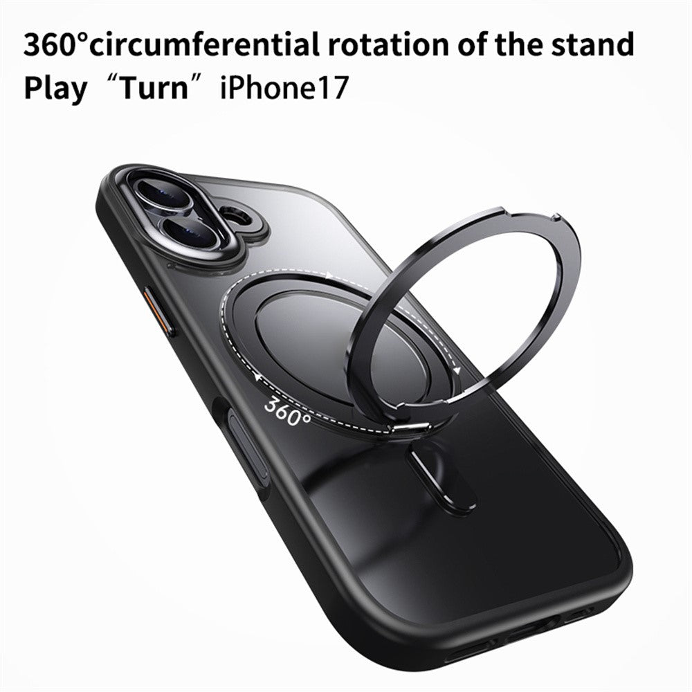 For iPhone 17 Case Compatible with MagSafe TPU + Acrylic + Metal Kickstand Matte Phone Cover