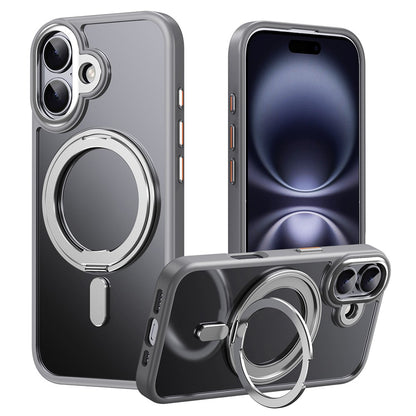 For iPhone 17 Case Compatible with MagSafe TPU + Acrylic + Metal Kickstand Matte Phone Cover