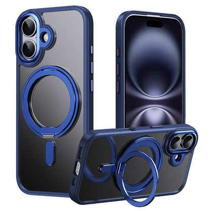 For iPhone 17 Case Compatible with MagSafe TPU + Acrylic + Metal Kickstand Matte Phone Cover