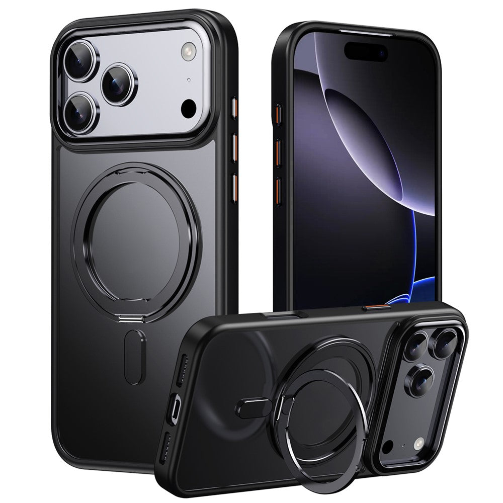 For iPhone 17 Pro Max Case Compatible with MagSafe TPU + Acrylic + Metal Kickstand Matte Phone Cover
