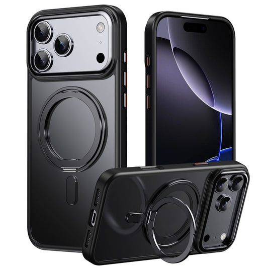 For iPhone 17 Pro Max Case Compatible with MagSafe TPU + Acrylic + Metal Kickstand Matte Phone Cover