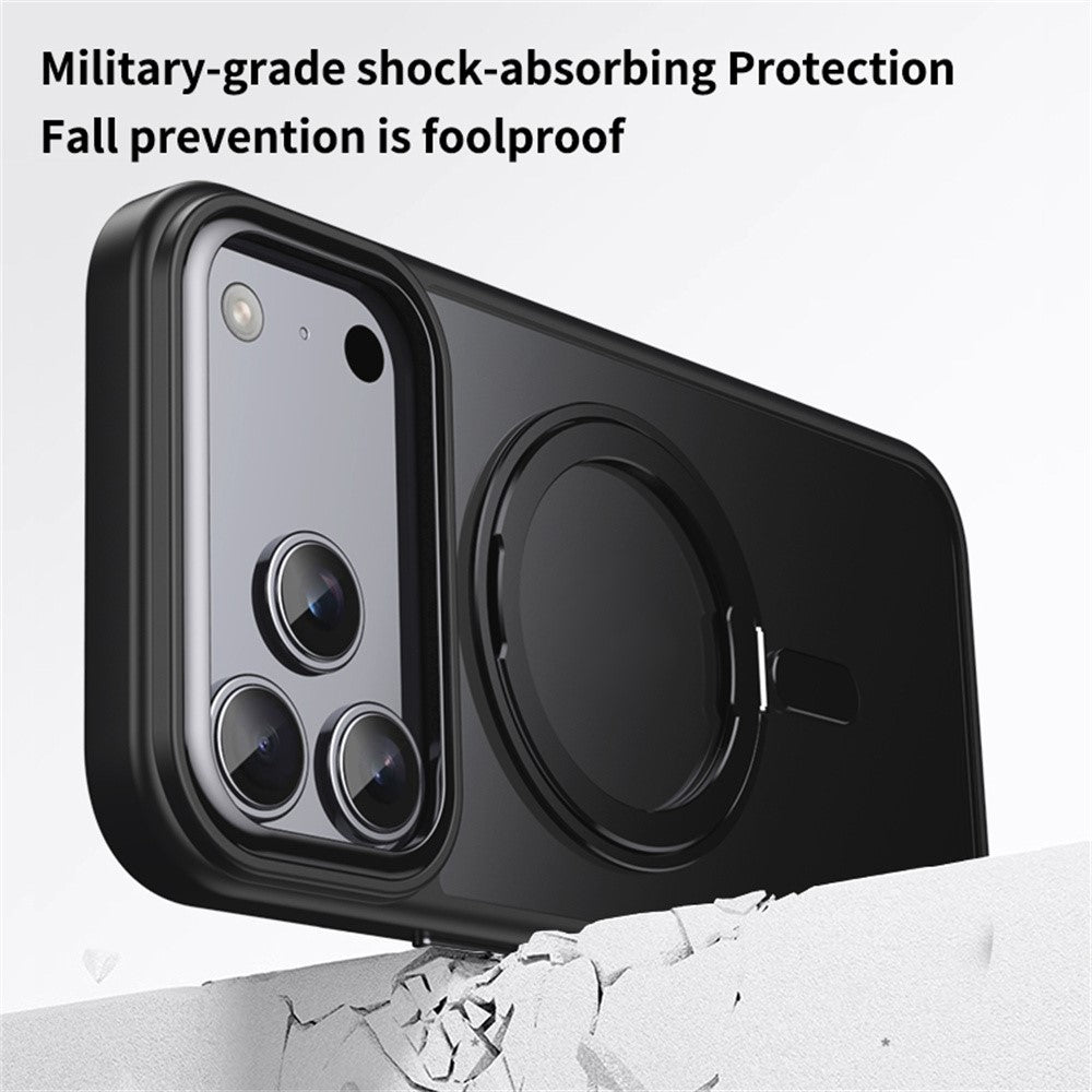 For iPhone 17 Pro Max Case Compatible with MagSafe TPU + Acrylic + Metal Kickstand Matte Phone Cover