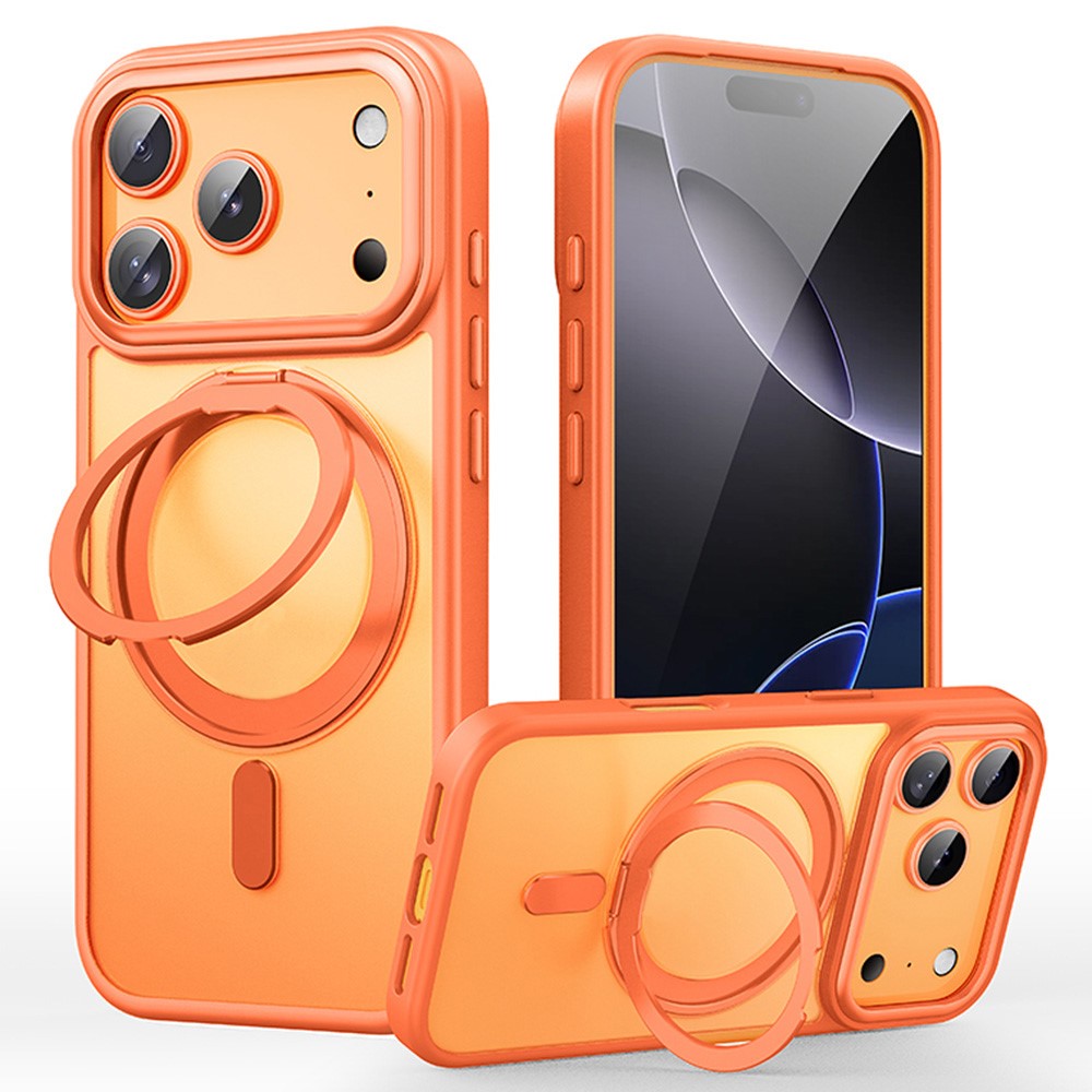 For iPhone 17 Pro Max Case Compatible with MagSafe TPU + Acrylic + Metal Kickstand Matte Phone Cover