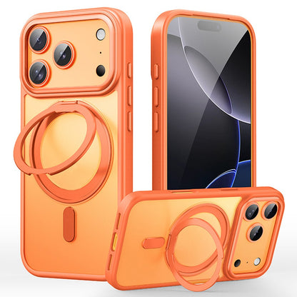 For iPhone 17 Pro Max Case Compatible with MagSafe TPU + Acrylic + Metal Kickstand Matte Phone Cover