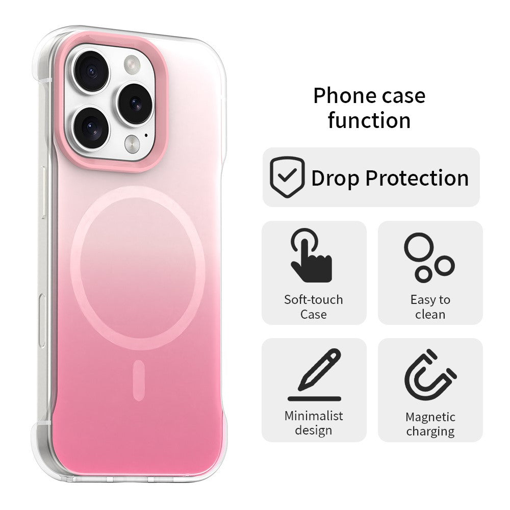 For iPhone 16 Pro Magnetic Case Gradient Design Borderless IMD TPU + PC + PET Phone Cover