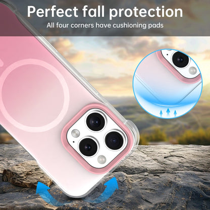 For iPhone 16 Pro Magnetic Case Gradient Design Borderless IMD TPU + PC + PET Phone Cover