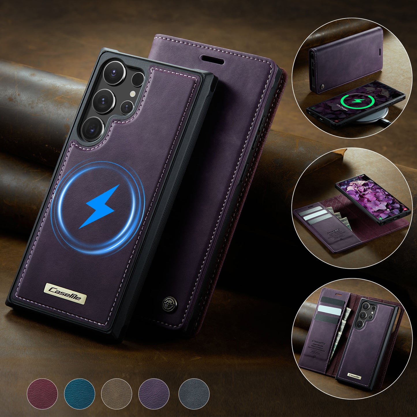 CASEME For Samsung Galaxy S25 Ultra Case  C49 Magnetic Case RFID Blocking Detachable Wallet Leather Phone Cover