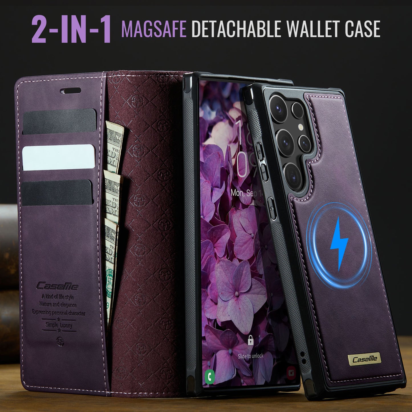 CASEME For Samsung Galaxy S25 Ultra Case  C49 Magnetic Case RFID Blocking Detachable Wallet Leather Phone Cover