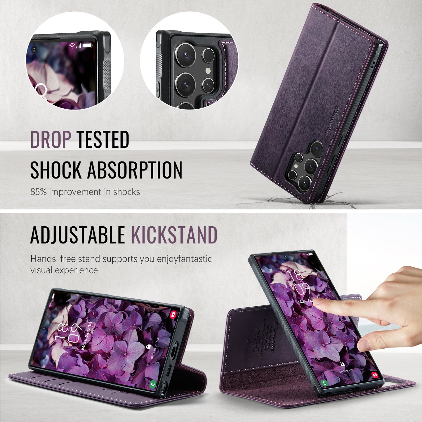 CASEME For Samsung Galaxy S25 Ultra Case  C49 Magnetic Case RFID Blocking Detachable Wallet Leather Phone Cover
