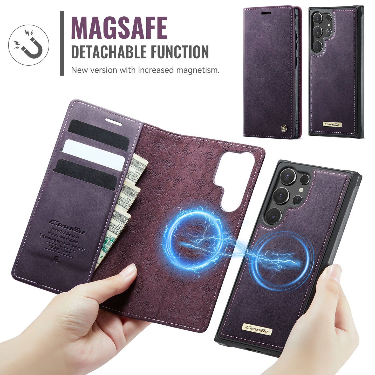 CASEME For Samsung Galaxy S25 Ultra Case  C49 Magnetic Case RFID Blocking Detachable Wallet Leather Phone Cover