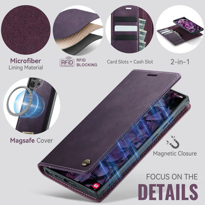 CASEME For Samsung Galaxy S25 Ultra Case  C49 Magnetic Case RFID Blocking Detachable Wallet Leather Phone Cover