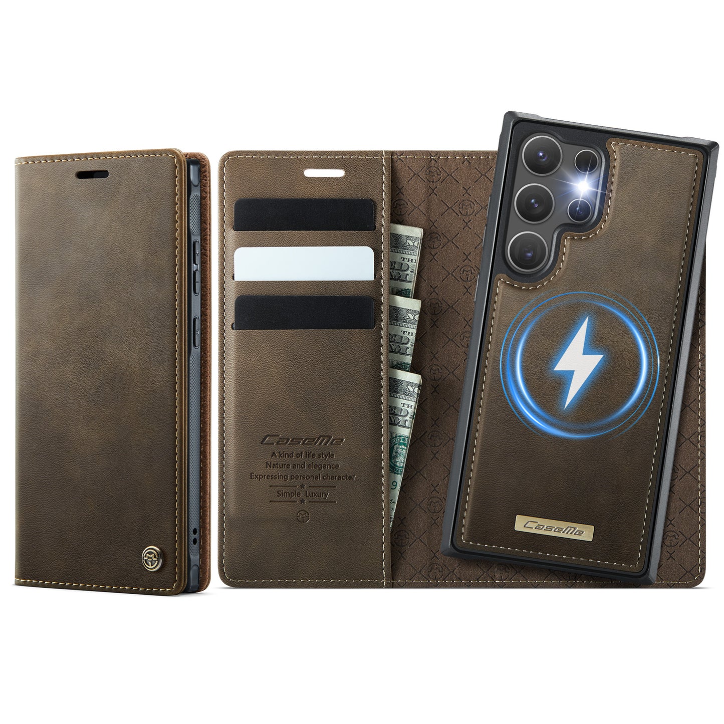 CASEME For Samsung Galaxy S25 Ultra Case  C49 Magnetic Case RFID Blocking Detachable Wallet Leather Phone Cover