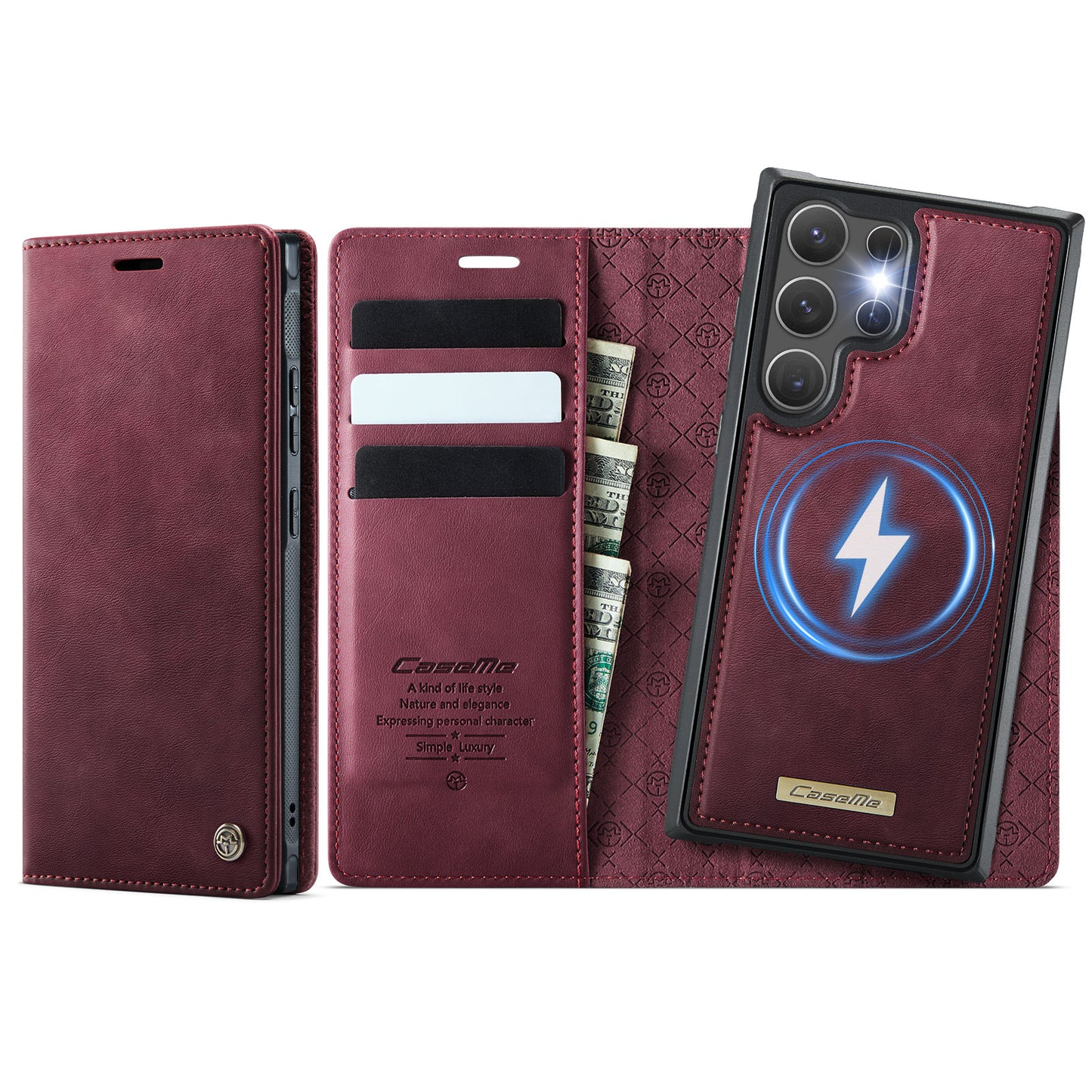 CASEME For Samsung Galaxy S25 Ultra Case  C49 Magnetic Case RFID Blocking Detachable Wallet Leather Phone Cover
