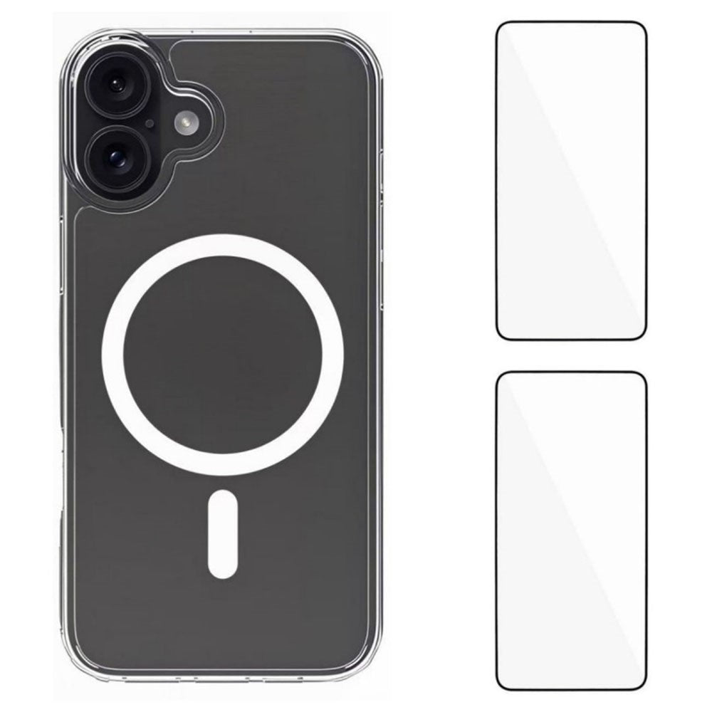WANLONFENG LM1 Series For iPhone 17 Clear Case Compatible with MagSafe with 2Pcs Screen Films (Big Lens Hole)