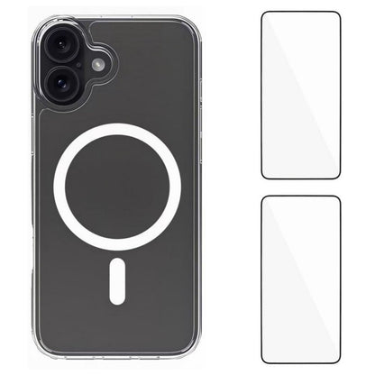 WANLONFENG LM1 Series For iPhone 17 Clear Case Compatible with MagSafe with 2Pcs Screen Films (Big Lens Hole)