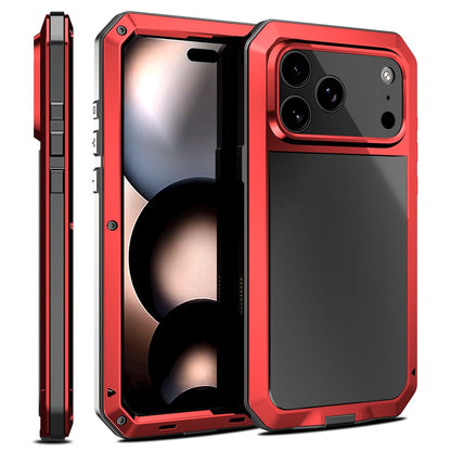 For iPhone 17 Pro Case Silicone + Metal Phone Cover with Tempered Glass Screen Protector