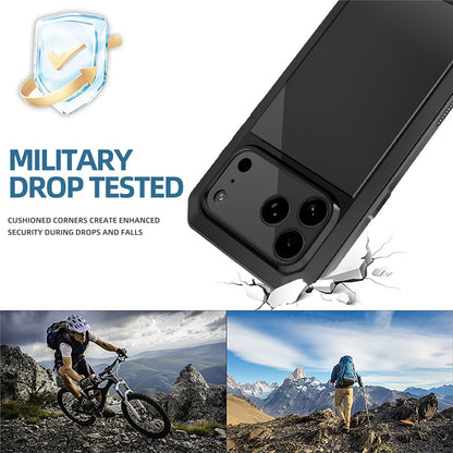 For iPhone 17 Pro Max Case Silicone + Metal Phone Cover with Tempered Glass Screen Protector