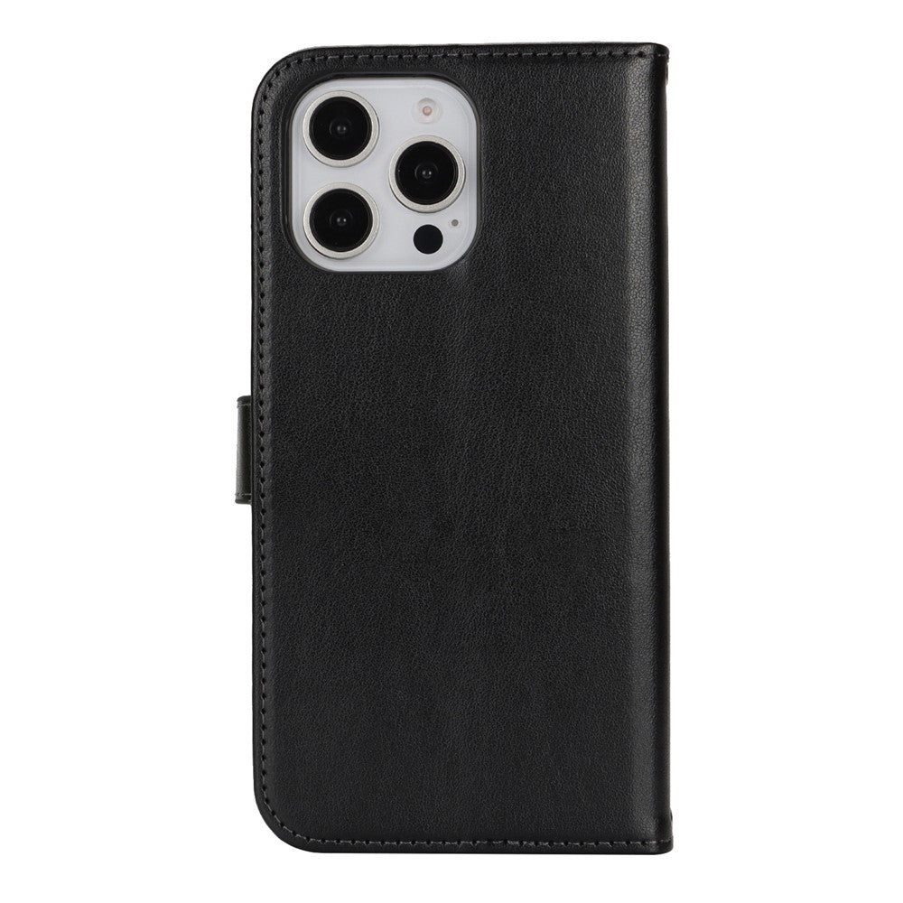 For iPhone 16 Pro Max Stand Case Textured Leather Wallet Phone Cover with Strap