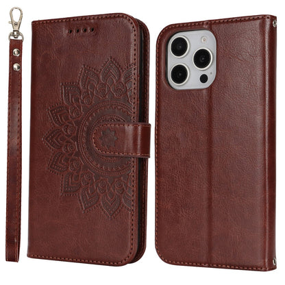 For iPhone 16 Pro Max Stand Case Textured Leather Wallet Phone Cover with Strap