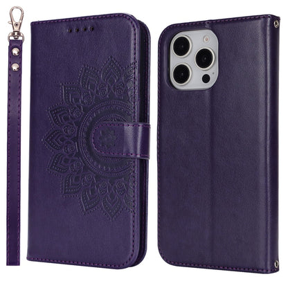 For iPhone 16 Pro Max Stand Case Textured Leather Wallet Phone Cover with Strap
