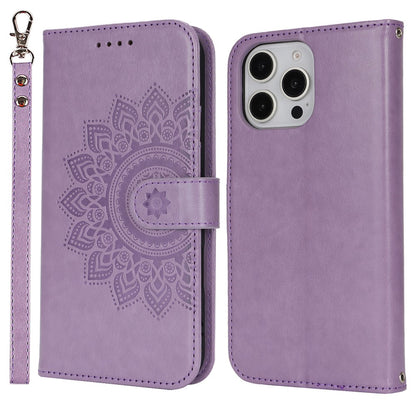 For iPhone 16 Pro Max Stand Case Textured Leather Wallet Phone Cover with Strap