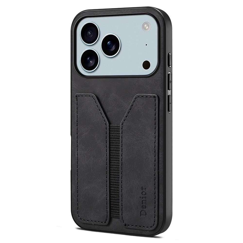 DENIOR For iPhone 17 Pro Max Case Elastic Card Holder PU Leather + TPU + PC Phone Cover