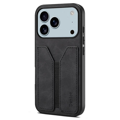 DENIOR For iPhone 17 Pro Max Case Elastic Card Holder PU Leather + TPU + PC Phone Cover