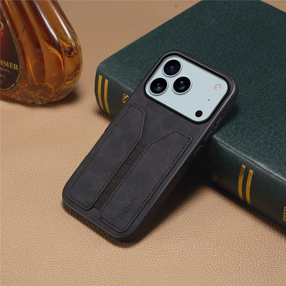 DENIOR For iPhone 17 Pro Max Case Elastic Card Holder PU Leather + TPU + PC Phone Cover