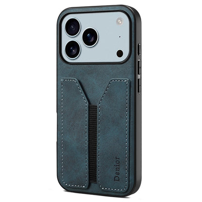 DENIOR For iPhone 17 Pro Max Case Elastic Card Holder PU Leather + TPU + PC Phone Cover