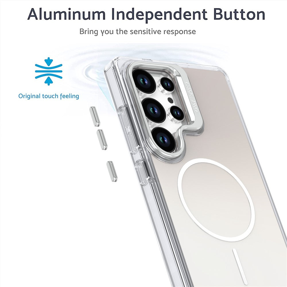 For Samsung Galaxy S25 Ultra Magnetic Case TPU + Acrylic Gradient Phone Cover with Kickstand