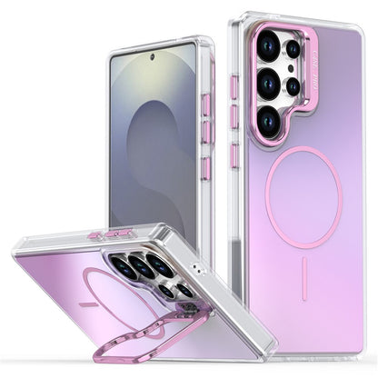 For Samsung Galaxy S25 Ultra Magnetic Case TPU + Acrylic Gradient Phone Cover with Kickstand