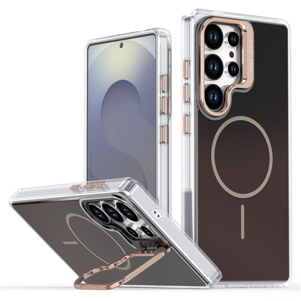 For Samsung Galaxy S25 Ultra Magnetic Case TPU + Acrylic Gradient Phone Cover with Kickstand