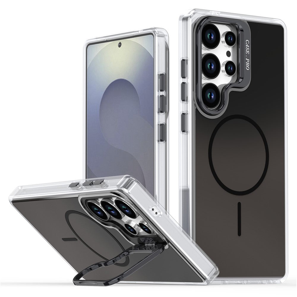 For Samsung Galaxy S25 Ultra Magnetic Case TPU + Acrylic Gradient Phone Cover with Kickstand