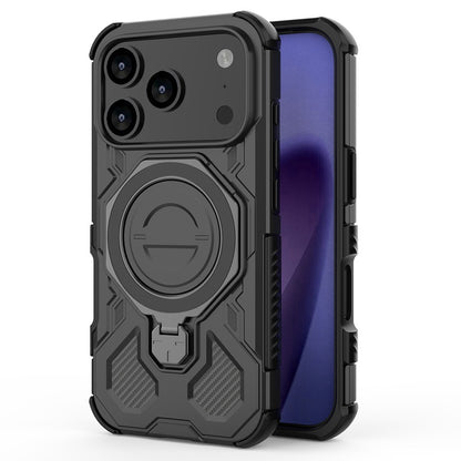 For iPhone 17 Pro Max Magnetic Case Rotating Metal Kickstand Shockproof PC + TPU Phone Back Cover