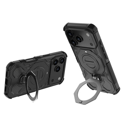 For iPhone 17 Pro Max Magnetic Case Rotating Metal Kickstand Shockproof PC + TPU Phone Back Cover