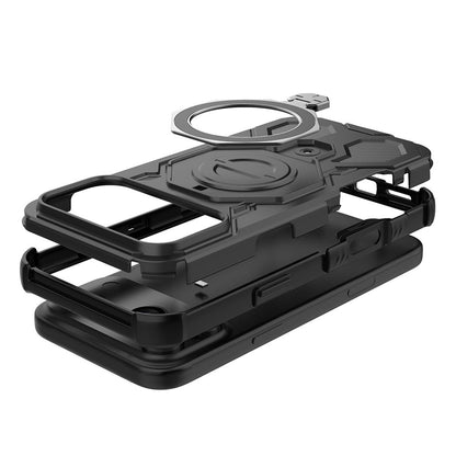 For iPhone 17 Pro Max Magnetic Case Rotating Metal Kickstand Shockproof PC + TPU Phone Back Cover