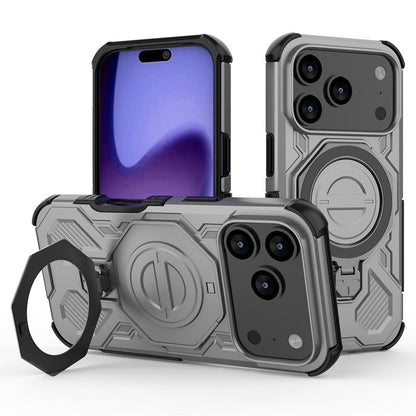 For iPhone 17 Pro Max Magnetic Case Rotating Metal Kickstand Shockproof PC + TPU Phone Back Cover