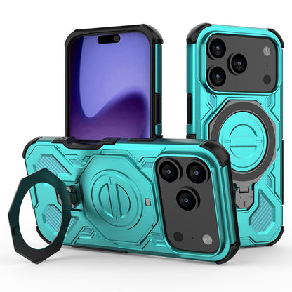 For iPhone 17 Pro Max Magnetic Case Rotating Metal Kickstand Shockproof PC + TPU Phone Back Cover