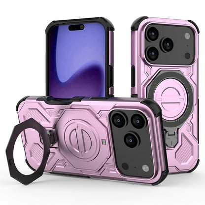 For iPhone 17 Pro Max Magnetic Case Rotating Metal Kickstand Shockproof PC + TPU Phone Back Cover