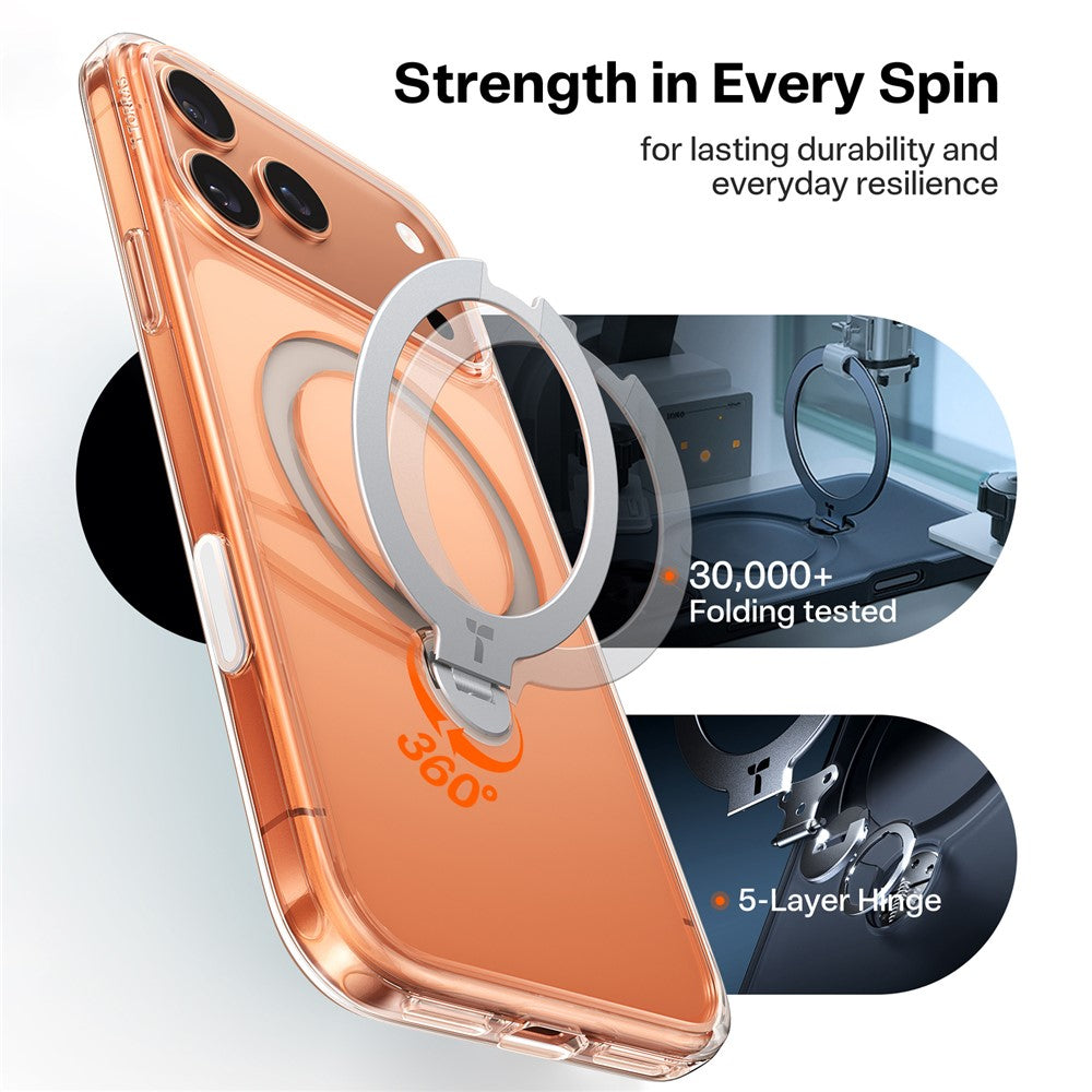 TORRAS Ostand Q3 Spin Series For iPhone 17 Pro Max Case Compatible with MagSafe Anti-drop PC + TPU Phone Cover with Rotating Kickstand