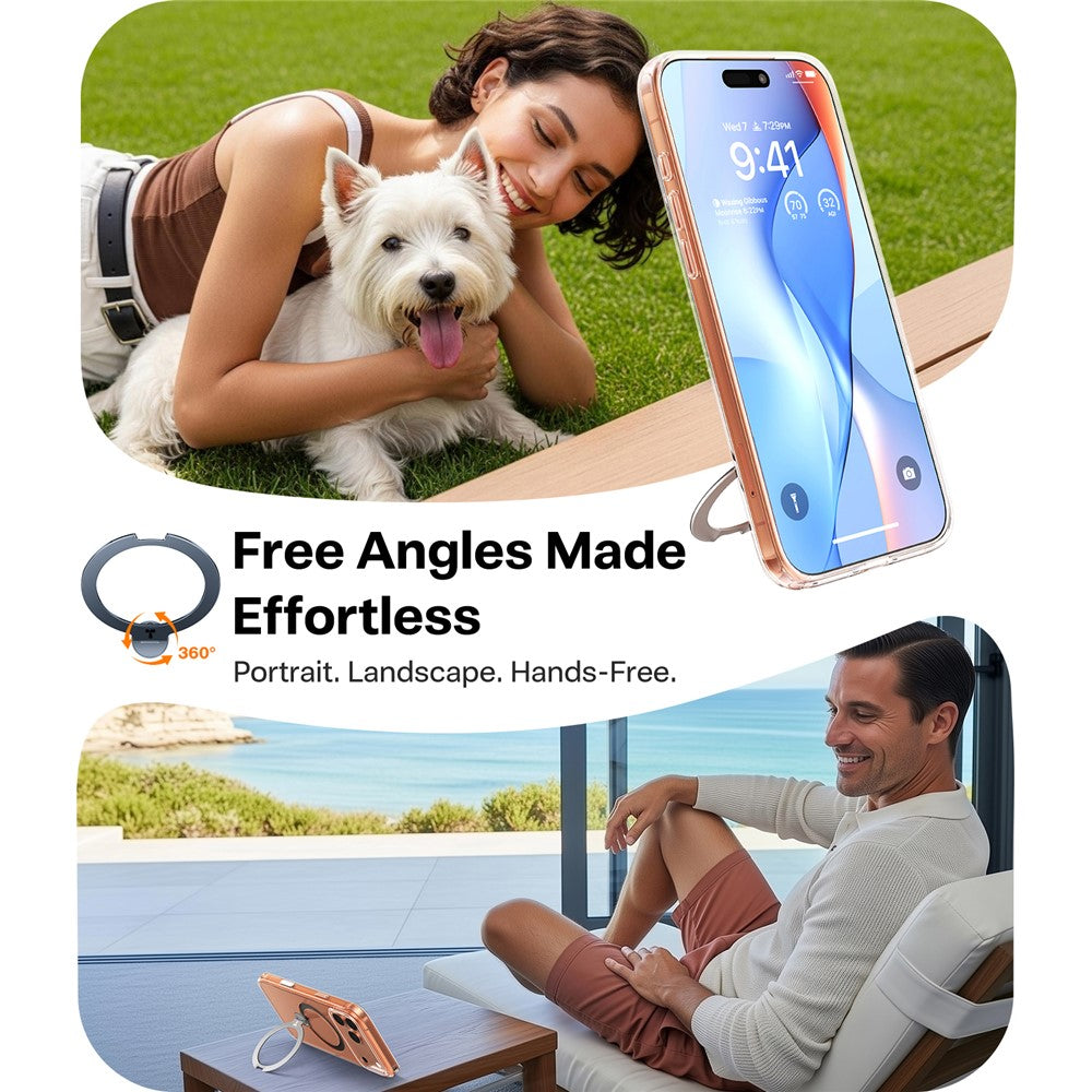 TORRAS Ostand Q3 Spin Series For iPhone 17 Pro Max Case Compatible with MagSafe Anti-drop PC + TPU Phone Cover with Rotating Kickstand