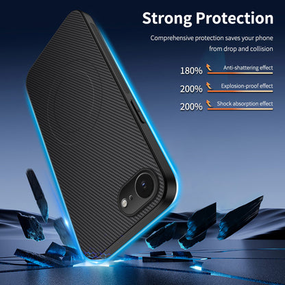 WANLONFENG For iPhone 17e / 16e Magnetic Case  TQ1 Series Carbon Fiber Texture PC TPU Phone Cover with 2Pcs Screen Films
