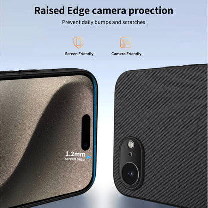 WANLONFENG For iPhone 17e / 16e Magnetic Case  TQ1 Series Carbon Fiber Texture PC TPU Phone Cover with 2Pcs Screen Films