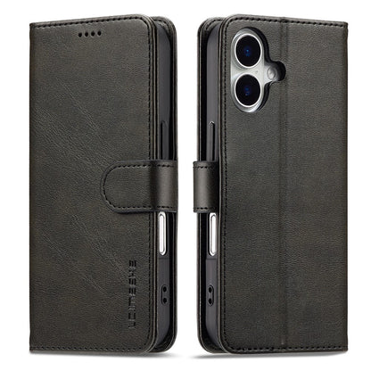 LC.IMEEKE For iPhone 17 Case Calf Texture PU Leather Stand Wallet Phone Cover