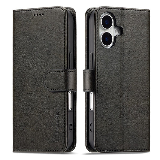 LC.IMEEKE For iPhone 17 Case Calf Texture PU Leather Stand Wallet Phone Cover