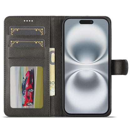 LC.IMEEKE For iPhone 17 Case Calf Texture PU Leather Stand Wallet Phone Cover