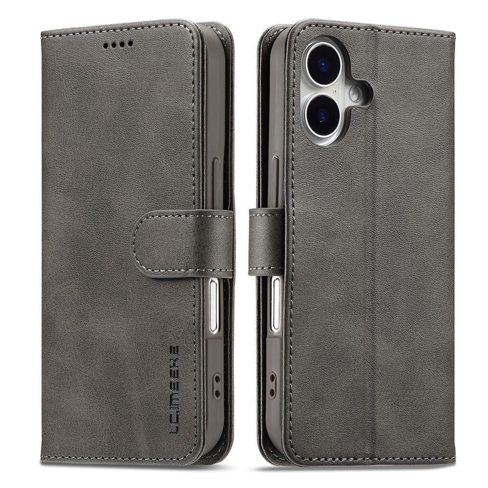 LC.IMEEKE For iPhone 17 Case Calf Texture PU Leather Stand Wallet Phone Cover