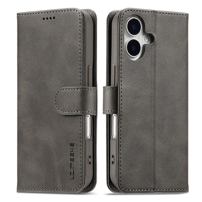 LC.IMEEKE For iPhone 17 Case Calf Texture PU Leather Stand Wallet Phone Cover