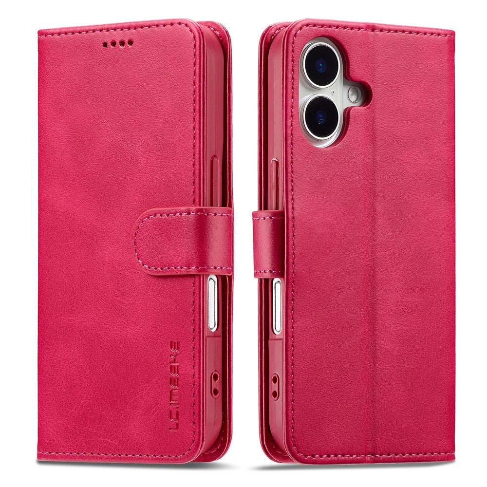 LC.IMEEKE For iPhone 17 Case Calf Texture PU Leather Stand Wallet Phone Cover